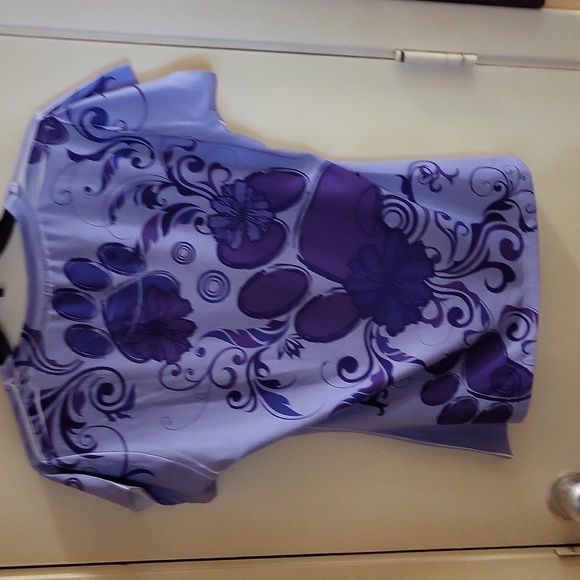 Purple Floral Paw Print Graphic Women's Tee - Picture 2 of 5